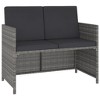 vidaXL Patio Dining Set - 6 Piece, Poly Rattan and Acacia Wood Construction, Gray, Suitable for Garden and Outdoor Spaces - 3 of 4
