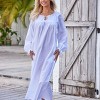 ADR Women's Cotton Nightgown, Long Sleeve Poet Nightshirt Ruffled Vintage Night Dress Gown - 4 of 4