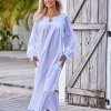 ADR Women's Cotton Nightgown, Long Sleeve Poet Nightshirt Ruffled Vintage Night Dress Gown - image 4 of 4