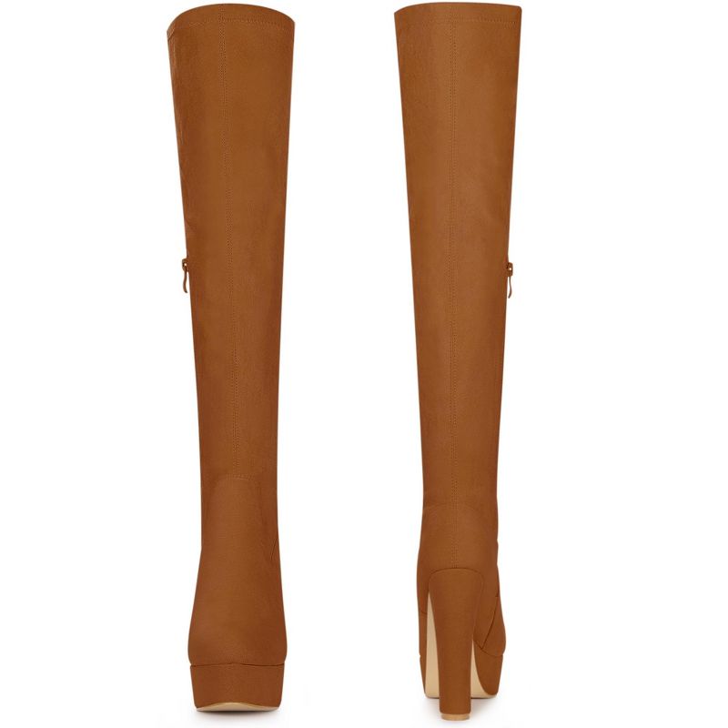 Perphy Women's Platform Chunky Heel Round Toe Over the Knee Thigh High Boots, 2 of 5