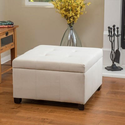 Modern Contemporary Square Storage Ottoman with Fabric,black/brown/beige-Christopher Knight Home