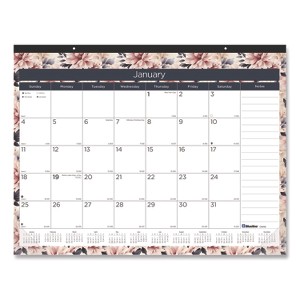 Monthly Desk Pad Calendar, Floral Artwork, 22 x 17, Black Binding, White/Multicolor Sheets, 12-Month (Jan-Dec): 2026 - 1 of 4