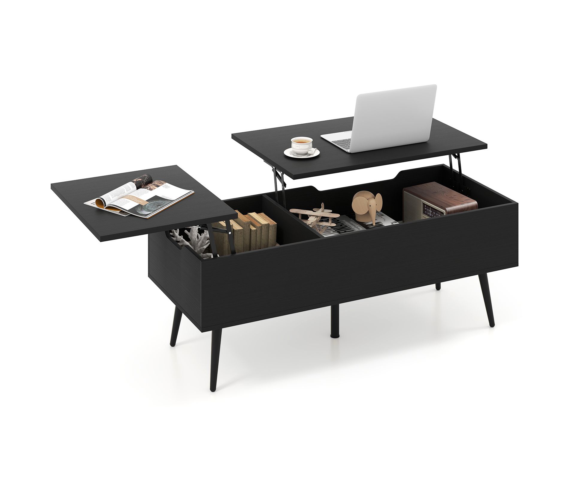 Costway Lift Top Coffee Table w/ Storage Multi-Functional Home Center Accent Table for Living Room Black