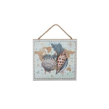 Beachcombers Map Of Shells Mini Wall Plaque Wall Hanging Decor Decoration Hanging Sign Home Decor With Sayings 7.87 x 7.87 x 0.39 Inches.