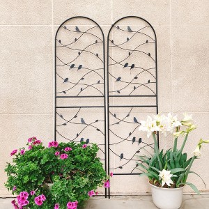 MAYEERTY 4 Pack Metal Garden Trellis 71 x 19.7 Inch Rustproof Climbing Plants Support Bird Deco Black Outdoor Flower - 1 of 4