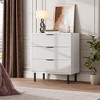 Fluted 3-Drawer Dresser, Wide Modern Chest with Metal Legs, Wooden Storage Cabinet for Bedroom, ing Room, Entryway, White/Yellow - 3 of 4
