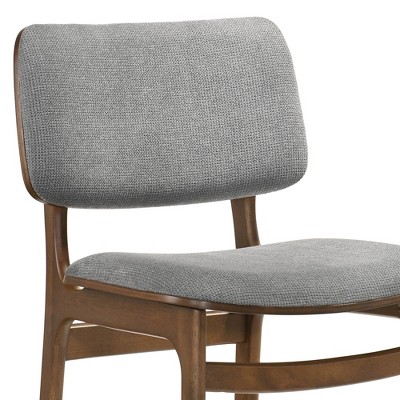 Luis Grey Textured Upholstered Side Chair with Walnut Wood Base