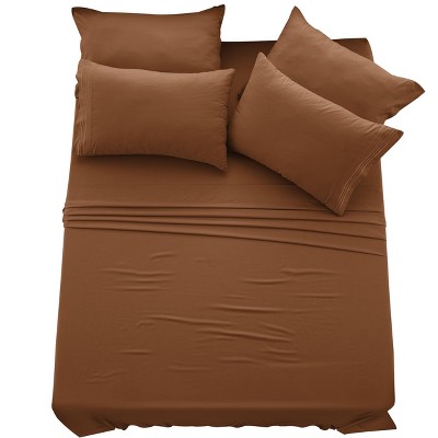 6 Piece Bed Sheet Set Ultra Soft Brushed Microfiber Solid Sheets with Pillow Cases - Lux Decor Collection