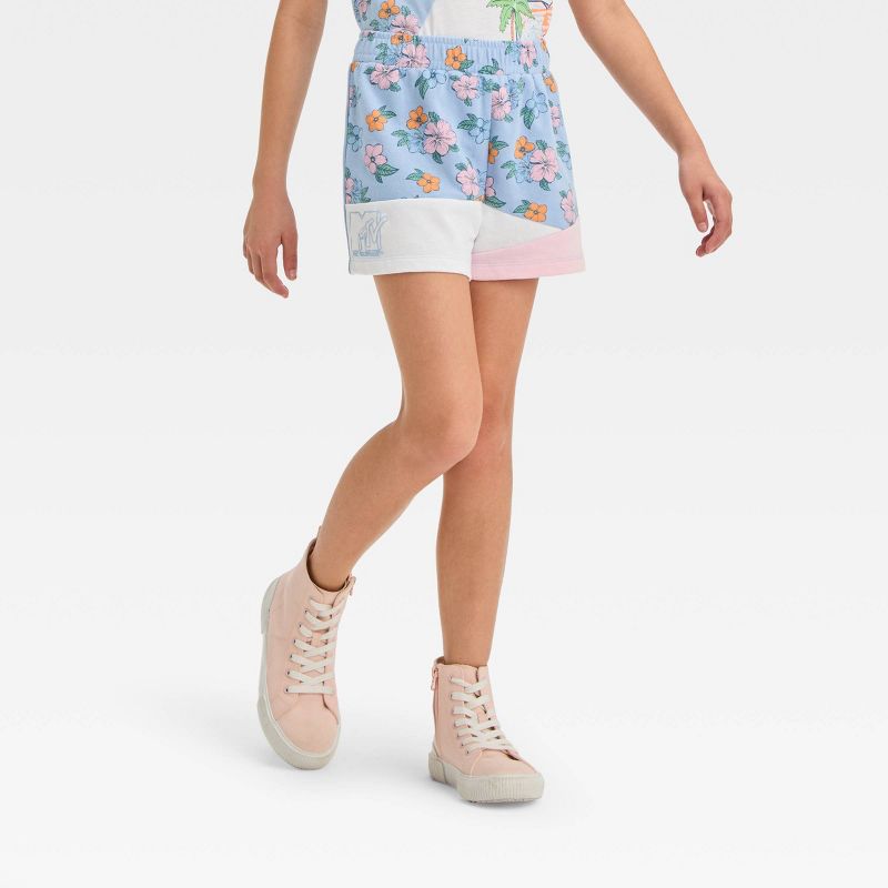 Girls&#39; MTV Colorblock 2pc Top and Bottom Shorts Set - Ivory/White/Blue, 4 of 5