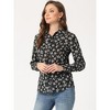 Allegra K Women's Point Collar Long Button Sleeve Button Down Floral Shirt - 3 of 4