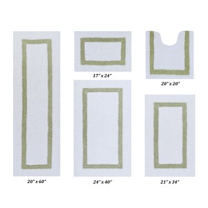 Hotel 5 PC Bath Rug 100% Premium Cotton Tufted Weave Two Tone Reversible Bathroom Rug, Super Soft Absorbent, Machine Washable Bath Mat - 1 of 3