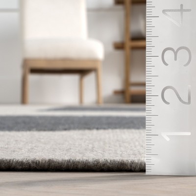 Blue and Gray Wool Rectangular Area Rug, 5' x 8'