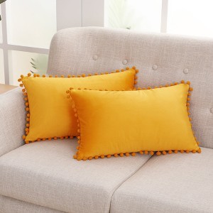 Deconovo Velvet Pom-Pom Pillow Covers 2-Pack – Multiple Sizes (Cover Only) - 1 of 4