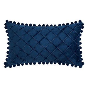 REGALWOVEN Geometry Velvet Couch Throw Pillow Covers with Pom-poms for Farmhouse Home Decor 1 Pc - 1 of 4
