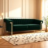 Mocamel Emerald Green Velvet Sofa with Gold Accents - Channel Tufted Mid-Century 3-Seate - 2 of 4