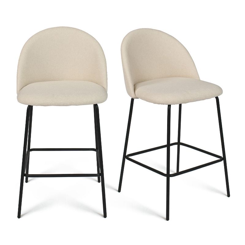 Nano 25.5" Counter Height Stool Set Of 2,Counter Height Barstools with Back,Upholstered Counter Stool Chairs with Black Metal Frame-Maison Boucle, 3 of 11