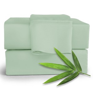 4 Piece Viscose from Bamboo Cooling sheets Ultra Soft 100% Organic Deep Pocket Luxury Bed Sheets with Pillowcases - Lux Decor Collection - 1 of 4
