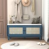 KWPZQEB 2-Tier Storage Bench, Shoe Bench with Padded Seat Cushion, Entryway Bench with Rattan Doors, Wooden Shoe Organizer Bench - 2 of 4