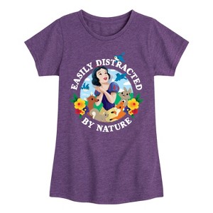 Girls' - Disney - Snow White Distracted By Nature Fitted Short Sleeve Graphic T-Shirt - 1 of 4