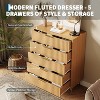 Coucheta 32" 5-Drawer Fluted Dresser - Modern Wood Chest with Metal Handles, Multi-Functional TV Stand & Organizer for Bedroom. - 3 of 4