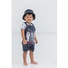 Star Wars Chewbacca R2-D2 Yoda Baby French Terry Short Overalls T-Shirt and Hat 3 Piece Outfit Set Newborn to Infant - 2 of 4