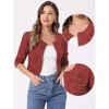 INSPIRE CHIC Women's Collarless Pockets 3/4 Sleeve Crop Denim Jackets - 2 of 4