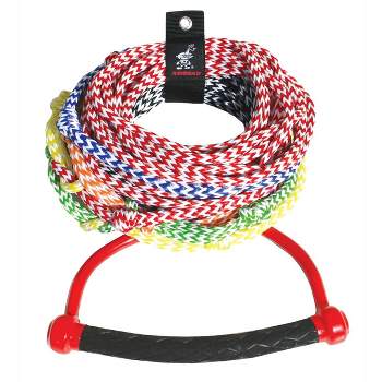 Airhead AHSR-8 75 Foot Long 8 Color Coded Section Slalom Water Skiing UV Resistant Training Rope with Comfortable Grip Handle and Rope Organizer