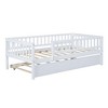Okak Twin/Full Wooden Bed Frame with Trundle & Guardrails,Modern Platform Daybed for Kids Room,Bedroom,No Box Spring Needed - 3 of 4