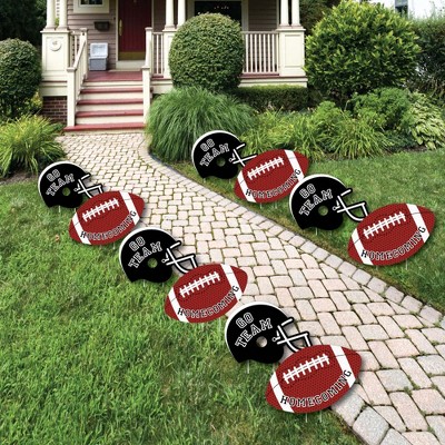 Big Dot of Happiness Homecoming - Helmet and Football Lawn Decorations - Outdoor Football Themed Yard Decorations - 10 Piece