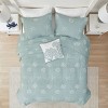 Gulches Series Aqua Green Coastal Style Reversible Embroidered Cotton Percale Full Queen 4 Piece Quilt Set with Throw Pillow Blanket - 4 of 4