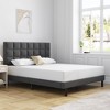 Dark Gray Platform Bed with Fabric Upholstered Headboard & No Box Spring Needed - 2 of 4