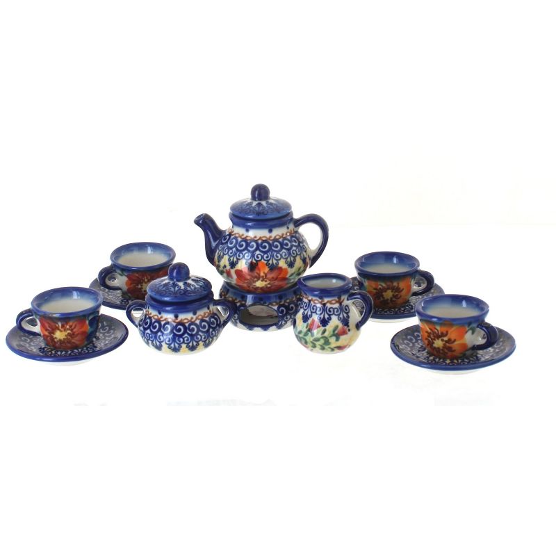 Blue Rose Polish Pottery 68 Vena Miniature Tea Set, 1 of 2