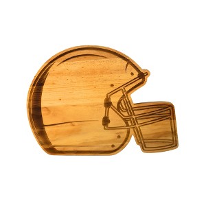 Slickblue Football Helmet Wood Board for Snacks, Tailgate & Game Day Parties, 15" Charcuterie Tray - 1 of 4