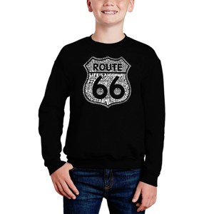 LA Pop Art Route 66 - Life Is A Highway - Boy's Word Art Crewneck Sweatshirt - 1 of 3