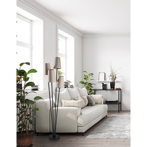 Adesso Wentworth Floor Lamp Black/Natural : Asymmetrical 4-Arm, Beige Linen Shades, ETL Listed - 1 of 4