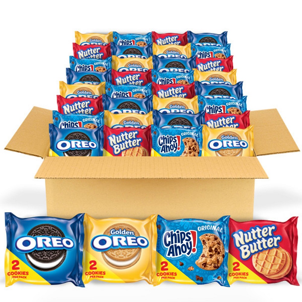 (BB: 05/ Oct/ 2024)OREO Original, OREO Golden, CHIPS AHOY! & Nutter Butter Cookie Snacks Variety Pack - 44.86oz/56ct