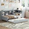 Daybed with Twin Trundle, Wooden Day Bed Pull Out with USB Ports and Storage Shelf, Twin Size Frame for Kids or Guests-Maison Boucle - 2 of 4