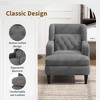 Lyngins Classic Teddy Fleece Accent Chair with Tufted Backrest, Ergonomic Upholstered Armchair with Birch Legs, Sofa Chair for Living Room, Bedroom - 3 of 4