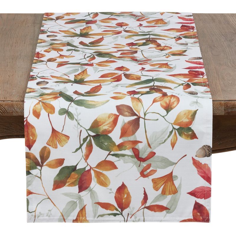Saro Lifestyle Fall Leaf Patterned Poly Table Runner, 1 of 4