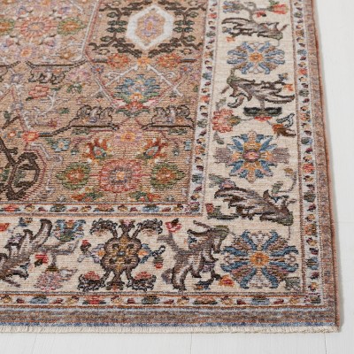 Elegant Crimson Beige/Ivory Synthetic 2'2" x 4' Area Rug