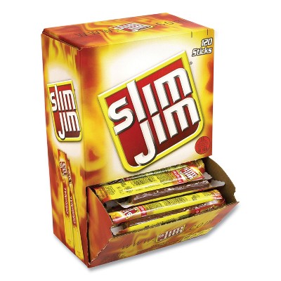 Slim Jim Beef Jerky Meat Sticks Original, 0.28 oz Stick, 120 Sticks/Box
