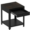 Square double-layer coffee table with hidden compartment and fingerprint lock,dining table, suitable for apartments,Wood grain pattern - 2 of 4