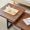 Vynxaria Perfectly Integrating Modern and Scandinavian Styles-Dark BROWN Double-Deck Coffee Table, Dimensions 47*23.5*18 - 3 of 4