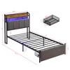 Twin Size Bed Frame with Storage Headboard and Charging Station - 2 of 4