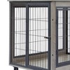 YOOCOZZ Furniture Dog Crate, with Double Doors on Casters, 22.05'' L x 31.50'' W x  24.8'' H-Gray - 4 of 4
