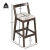 Set of 2 Rubberwood Indoor Bar Stools, 39‘’ Wood Bar Stools with Beige Upholstery Seat, Upholstered Bar Stools for Kitchen Home Bar - Koiai - 4 of 4