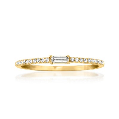 RS Pure by Ross-Simons 0.15 ct. t.w. Baguette and Round Diamond Ring in 14kt Yellow Gold