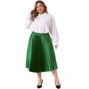 Agnes Orinda Women's Plus Size Pleated Stretched High Waist Metallic Shiny Midi Circle Skirts - 3 of 4