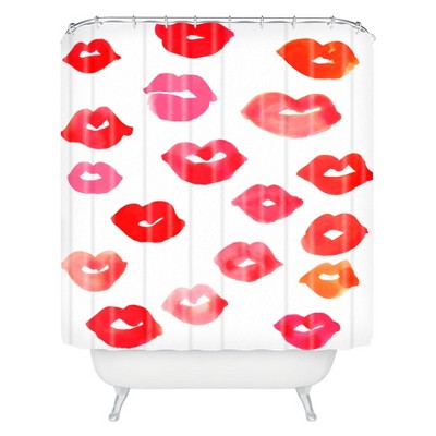 Le Baiser Lips Shower Curtain Red - Deny Designs