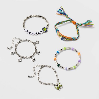 Girls' 5pk Mixed Bracelet Set with Flower and Butterfly Charms - Cat & Jack™
